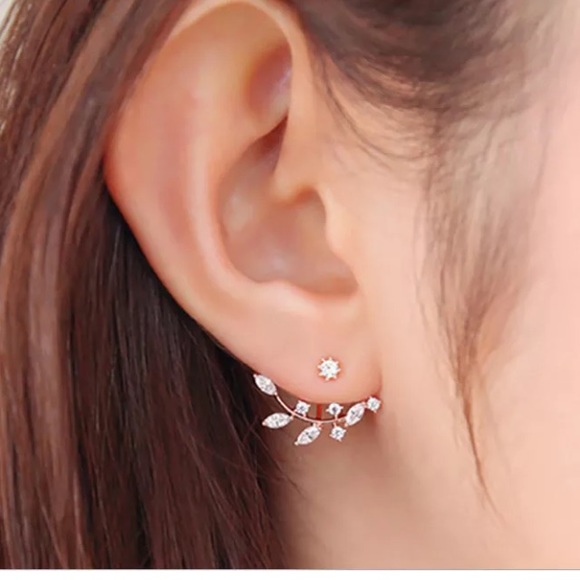 Jewelry - Cressida Crystal Leaf Ear Jacket Stud